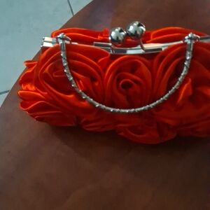 Vibrant Red Floral Clutch